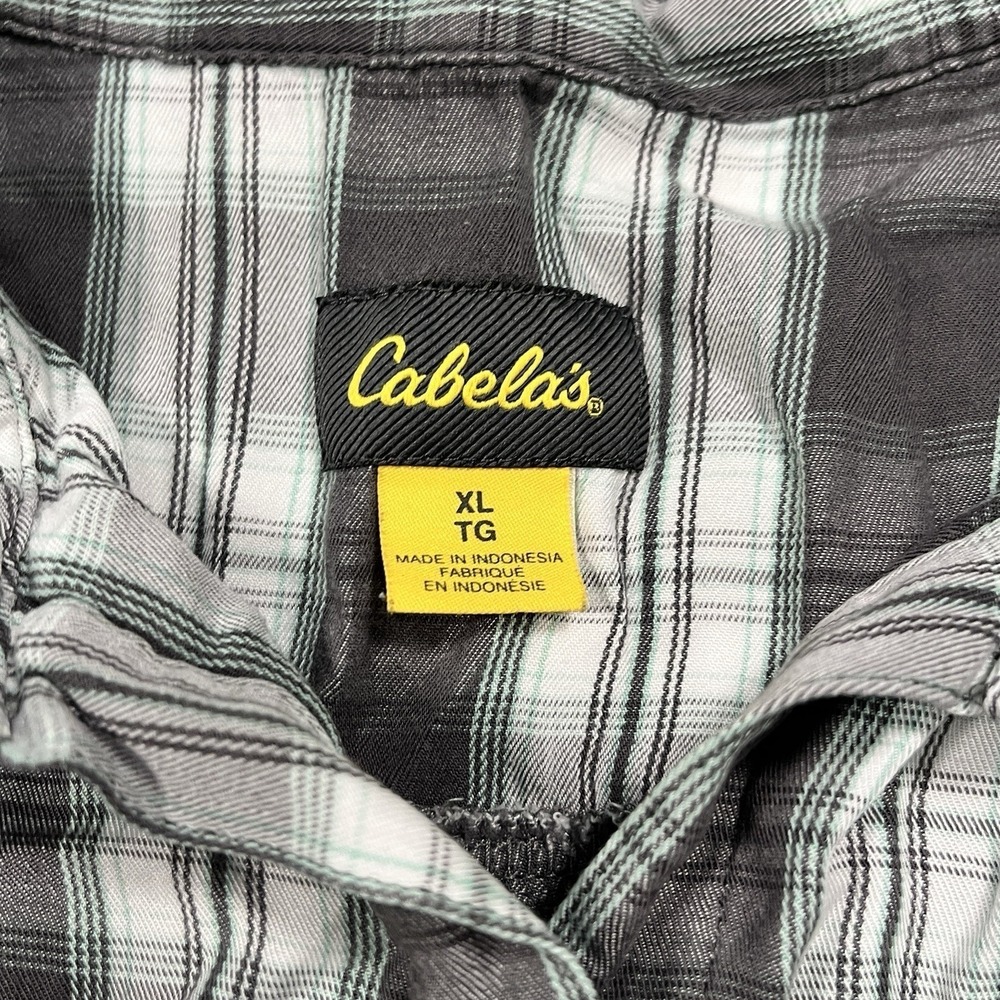 Cabela's Womens XL Shirt Gray Plaid Flannel Long Sleeve Button-Up Pockets Light - Picture 5 of 9